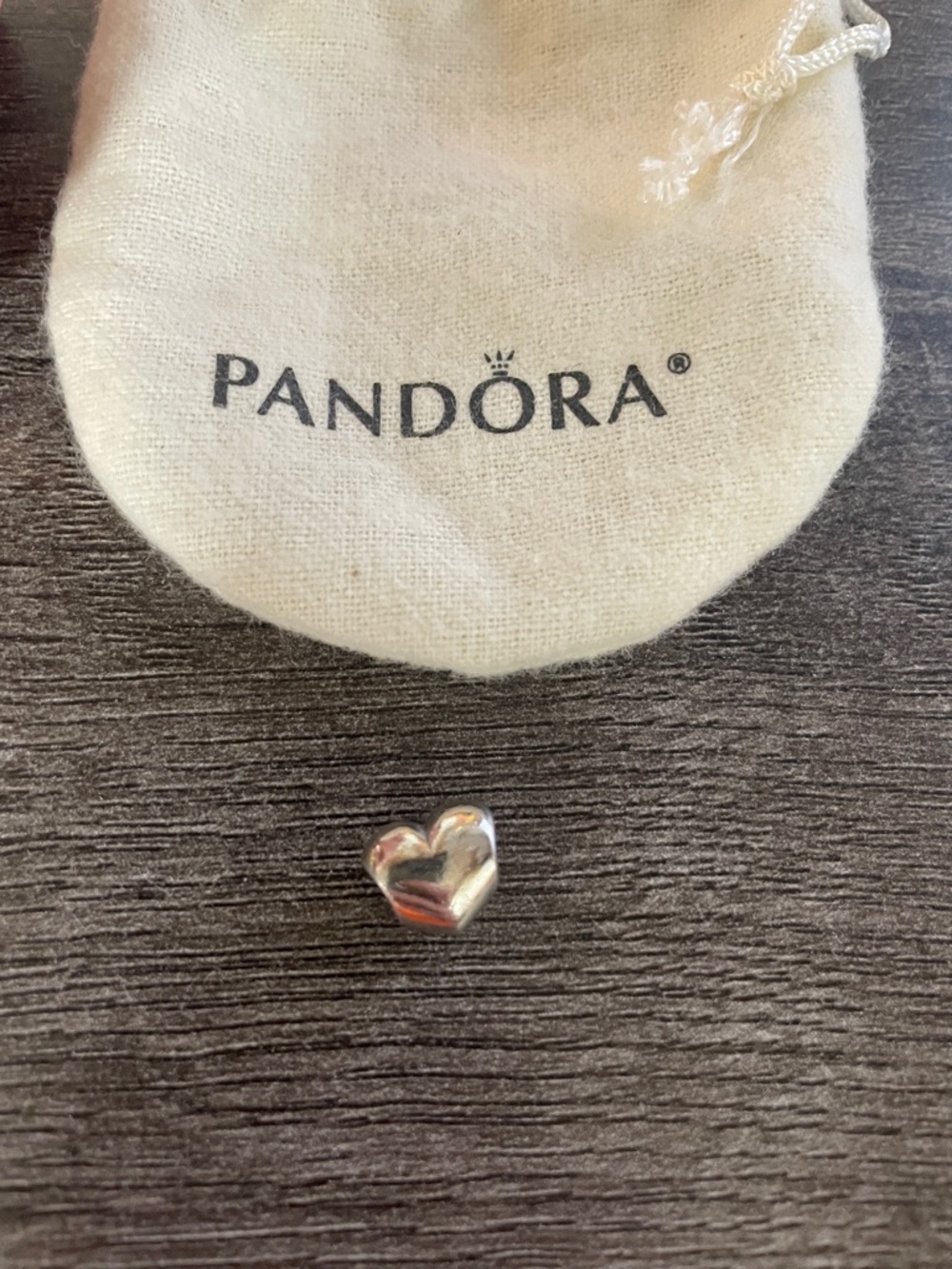Pandora Silver Puffy Heart Charm - Shiny Silver Tone